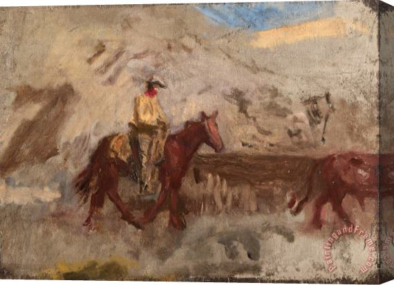 Eadweard J. Muybridge Sketch of a Cowboy at Work Stretched Canvas Painting / Canvas Art