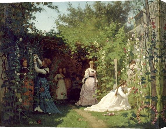 Eastman Johnson Hollyhocks Stretched Canvas Painting / Canvas Art
