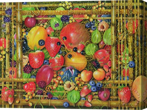 EB Watts Fruit In Bamboo Box Stretched Canvas Painting / Canvas Art