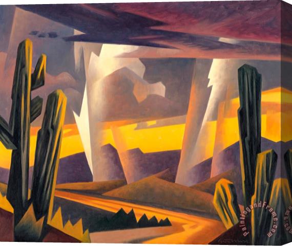 Ed Mell Storm And Desert Wash, 2007 Stretched Canvas Painting / Canvas Art