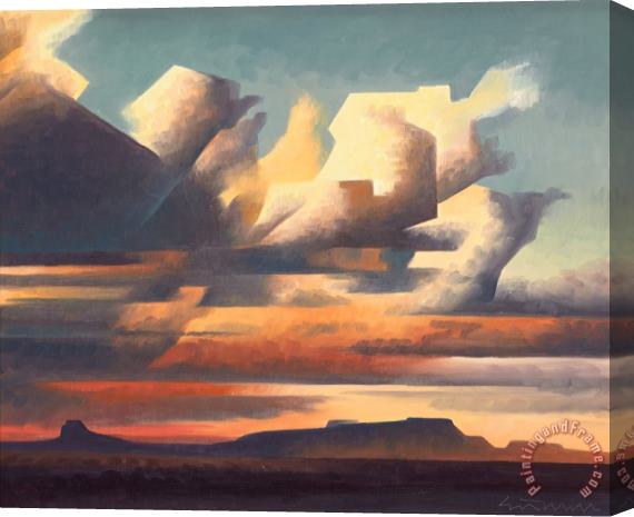 Ed Mell Sunset Landscape Stretched Canvas Painting / Canvas Art