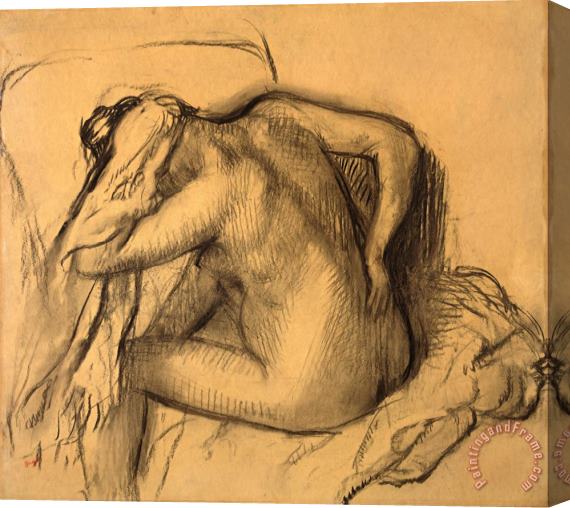 Edgar Degas After The Bath, Woman Drying Her Hair Stretched Canvas Painting / Canvas Art
