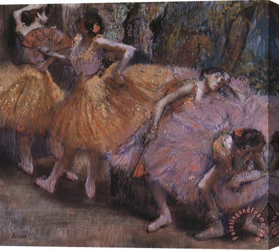 Edgar Degas Four Ballerinas Resting Stretched Canvas Painting / Canvas Art