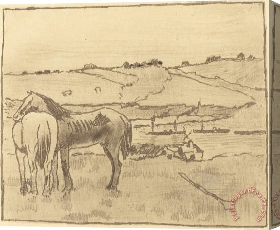 Edgar Degas Horses in The Meadow (chevaux Dans La Prairie) Stretched Canvas Print / Canvas Art