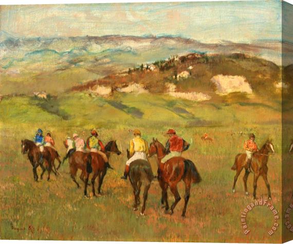 Edgar Degas Jockeys on Horseback before Distant Hills Stretched Canvas Print / Canvas Art