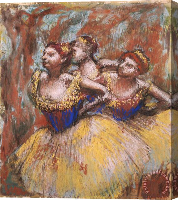 Edgar Degas Three Dancers (yellow Skirts, Blue Blouses) Stretched Canvas Painting / Canvas Art