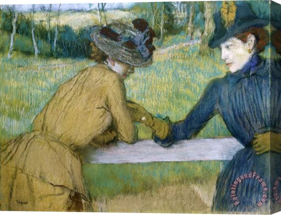 Edgar Degas Two Women Leaning on a Fence Rail Stretched Canvas Painting / Canvas Art