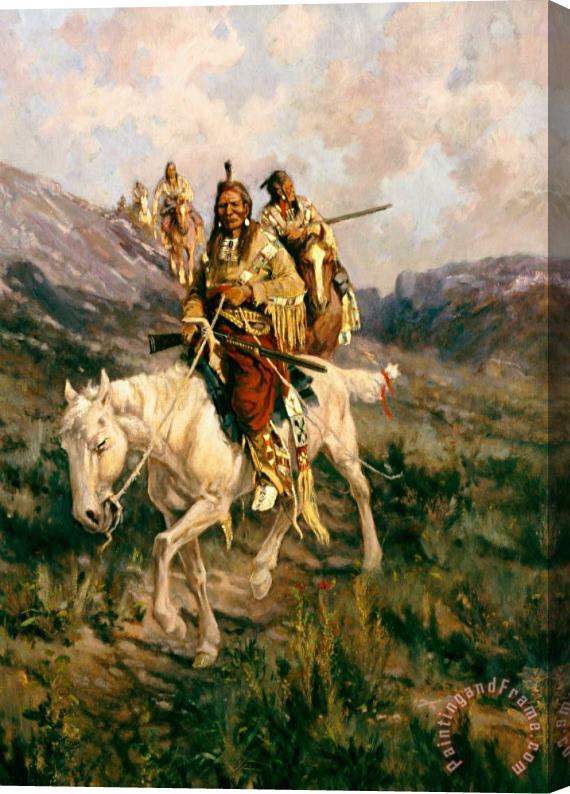 Edgar Samuel Paxson Visit To Another Tribe Stretched Canvas Print / Canvas Art
