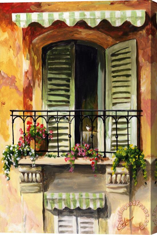 Edit Voros Balcony Of Genova Stretched Canvas Print / Canvas Art