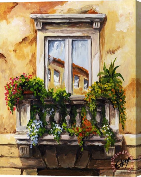 Edit Voros Balcony Of Roma Stretched Canvas Painting / Canvas Art