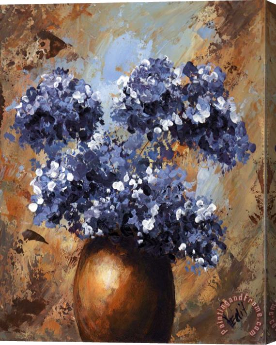 Edit Voros Blue Flowers 068 Stretched Canvas Painting / Canvas Art