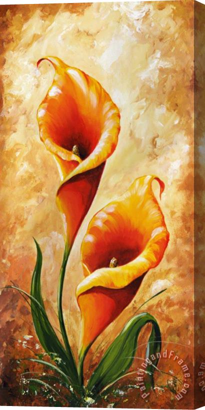 Edit Voros My flowers - Orange kala Stretched Canvas Painting / Canvas Art