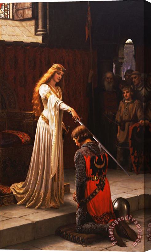 Edmund Blair Leighton The Accolade Stretched Canvas Painting / Canvas Art