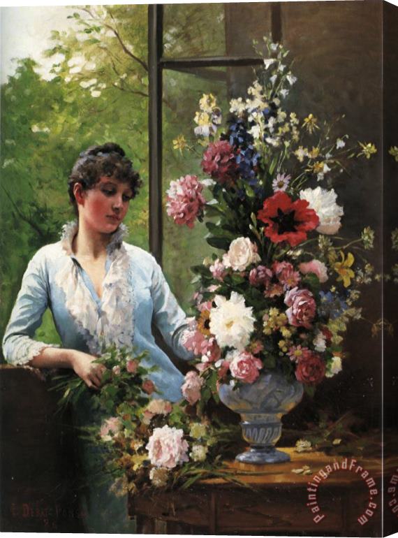 Edouard Bernard Debat Ponsan Preparing The Flower Arrangement Stretched Canvas Painting / Canvas Art