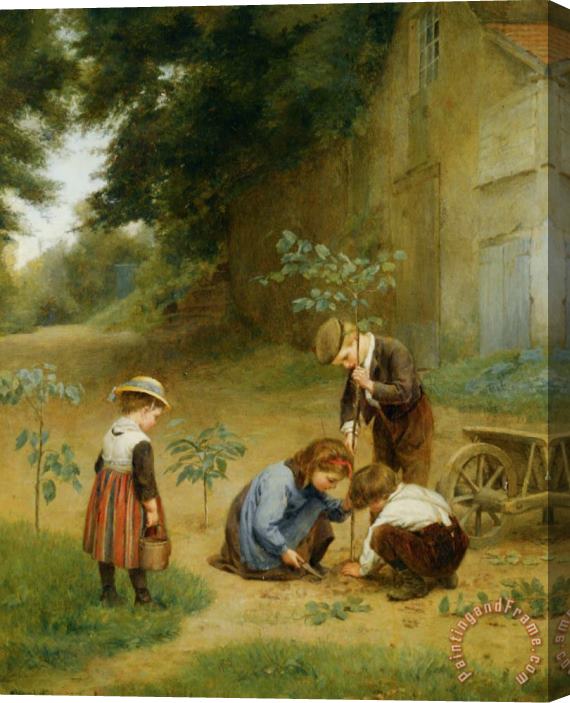 Edouard Frere Les Jeunes Jardiniers Stretched Canvas Print / Canvas Art