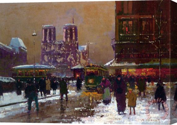Edouard Leon Cortes Notre Dame, St. Michel, Under Snow Stretched Canvas Print / Canvas Art