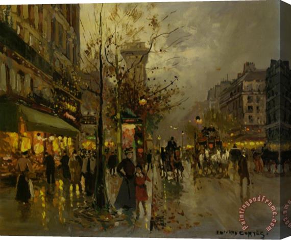 Edouard Leon Cortes Un Boulevard a Paris Stretched Canvas Print / Canvas Art