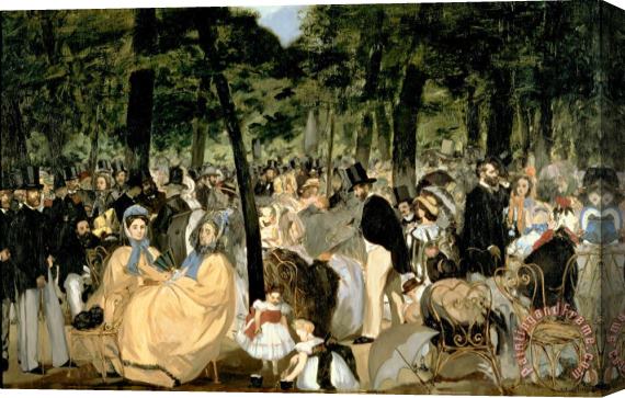 Edouard Manet Music in The Tuileries Gardens Stretched Canvas Painting / Canvas Art