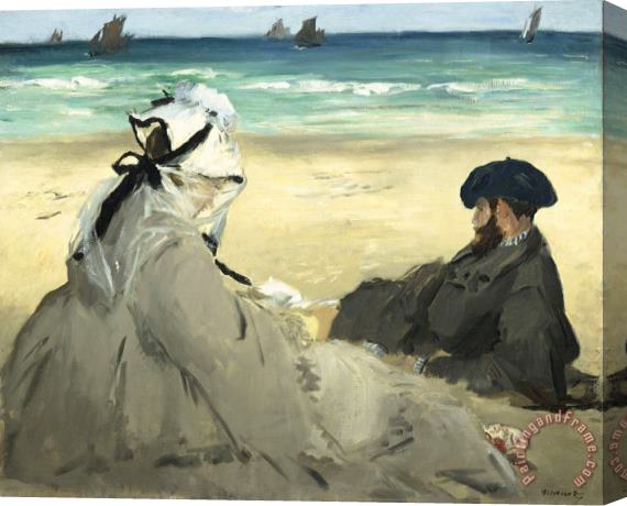 Edouard Manet On The Beach Stretched Canvas Painting / Canvas Art