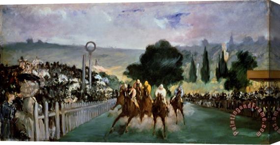 Edouard Manet Races at Longchamp Stretched Canvas Print / Canvas Art