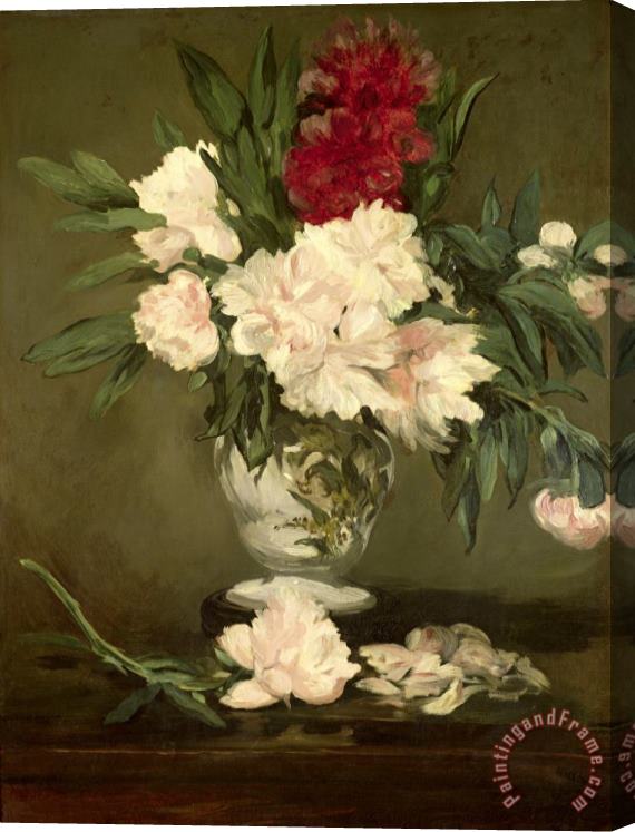 Edouard Manet Vase of Peonies on a Small Pedestal Stretched Canvas Painting / Canvas Art