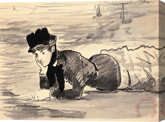 Edouard Manet Woman Lying on The Beach. Annabel Lee Stretched Canvas Painting / Canvas Art