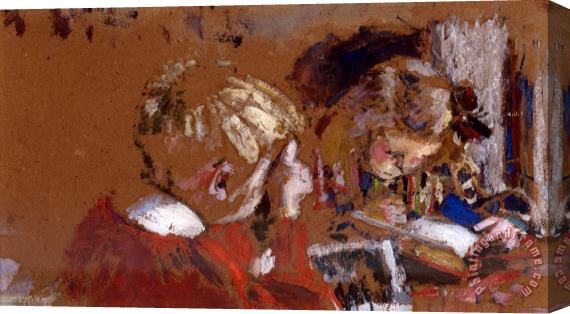 Edouard Vuillard Children Reading Stretched Canvas Painting / Canvas Art