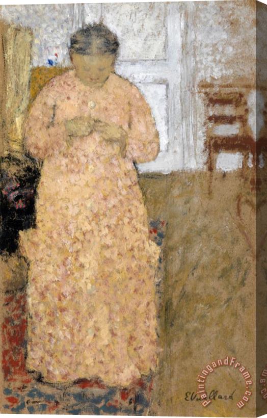 Edouard Vuillard Knitting Woman in Pink Dress Stretched Canvas Painting / Canvas Art