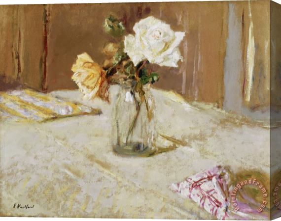 Edouard Vuillard Roses in a Glass Vase Stretched Canvas Print / Canvas Art