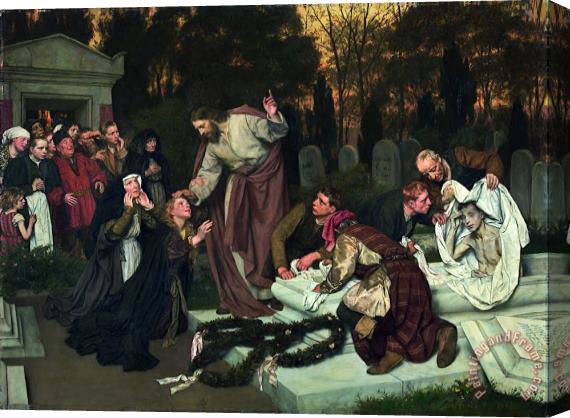 Eduard Von Gebhardt The Raising of Lazarus Stretched Canvas Painting / Canvas Art