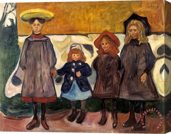 Edvard Munch Four Girls in Asgardstrand Stretched Canvas Print / Canvas Art
