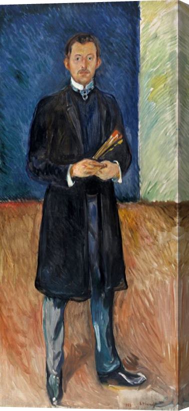 Edvard Munch Self Portrait with Brushes Stretched Canvas Print / Canvas Art