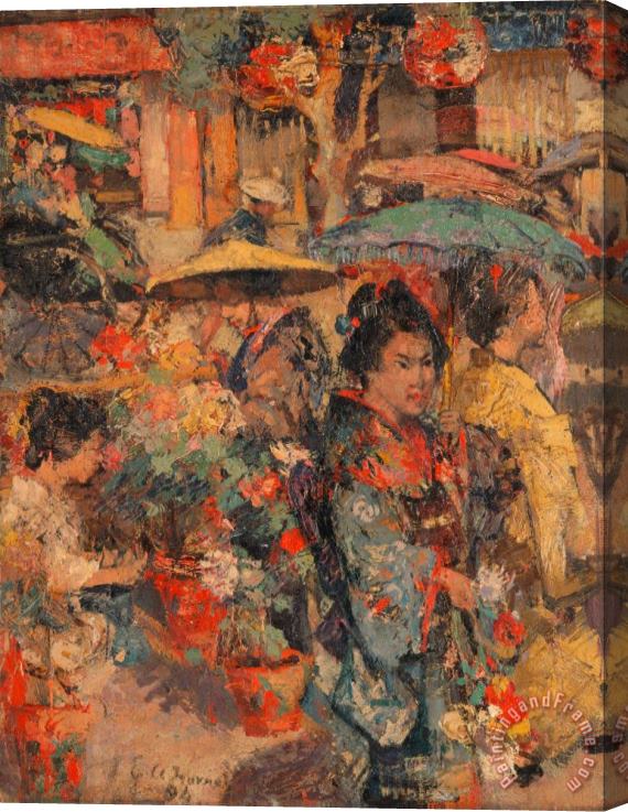 Edward Atkinson Hornel Flower Market, Nagasaki Stretched Canvas Print / Canvas Art