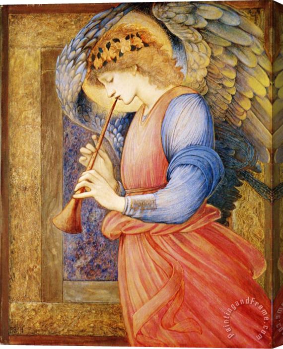 Edward Burne Jones An Angel Playing a Flageolet Stretched Canvas Painting / Canvas Art