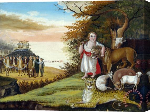 Edward Hicks Peaceable Kingdom Stretched Canvas Painting / Canvas Art