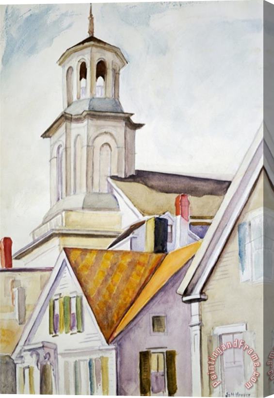 Edward Hopper Church Steeple And Rooftops Stretched Canvas Painting / Canvas Art