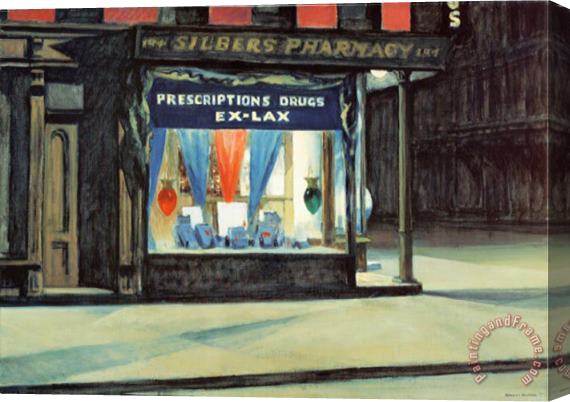 Edward Hopper Drug Store 1927 Stretched Canvas Painting / Canvas Art