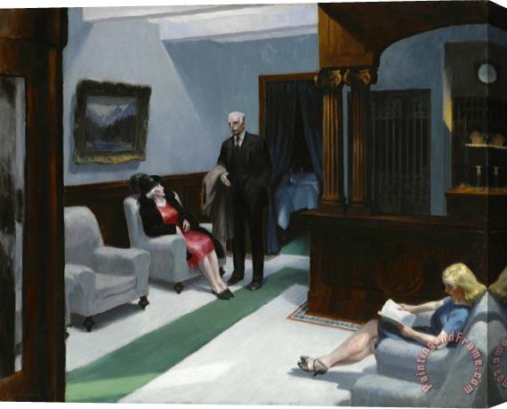 Edward Hopper Hotel Lobby Stretched Canvas Painting / Canvas Art