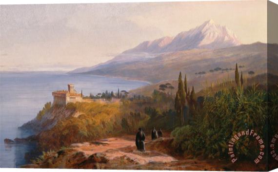 Edward Lear Mount Athos And The Monastery of Stavroniketes Stretched Canvas Painting / Canvas Art