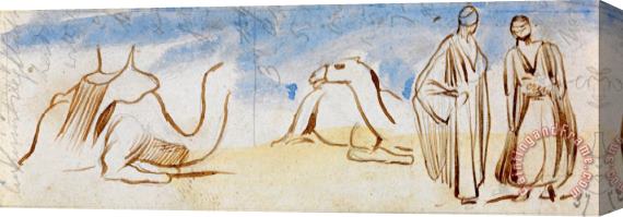 Edward Lear Studies of Camels And Egyptian Men Stretched Canvas Painting / Canvas Art