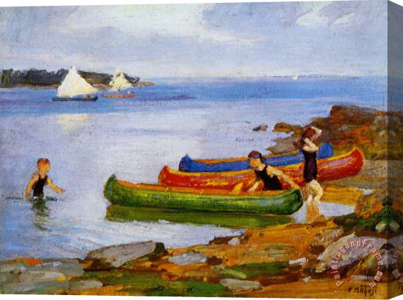 Edward Potthast Canoeing Stretched Canvas Painting / Canvas Art
