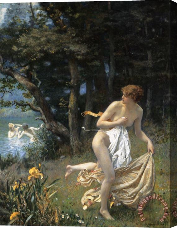 Edward Robert Hughes R.w.s Diana's Maidens Stretched Canvas Painting / Canvas Art