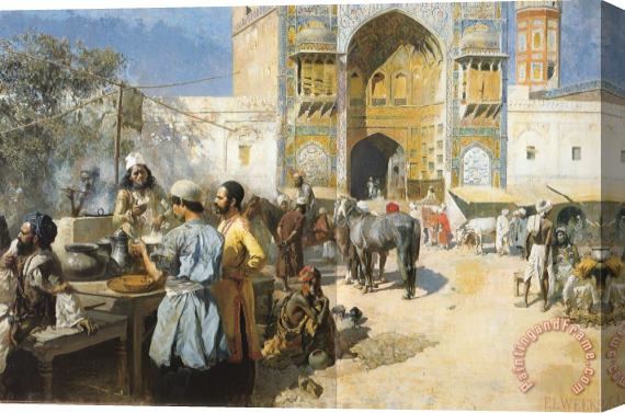 Edwin Lord Weeks An Openair Restaurant, Lahore Stretched Canvas Painting / Canvas Art