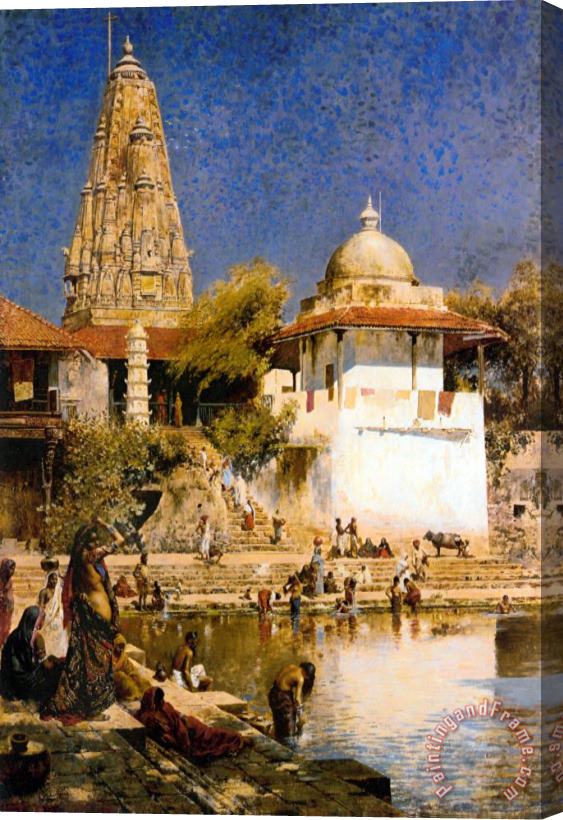 Edwin Lord Weeks The Temple And Tank of Walkeschwar at Bombay Stretched Canvas Painting / Canvas Art