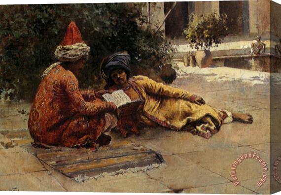 Edwin Lord Weeks Two Arabs Reading Stretched Canvas Painting / Canvas Art