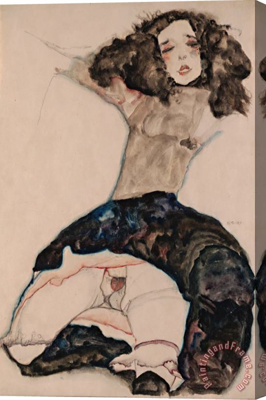 Egon Schiele Black Haired Girl with Lifted Skirt Stretched Canvas Print / Canvas Art