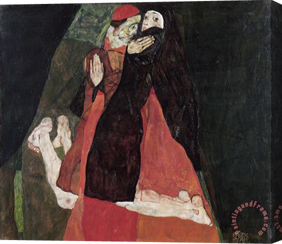 Egon Schiele Cardinal And Nun (tenderness) Stretched Canvas Print / Canvas Art