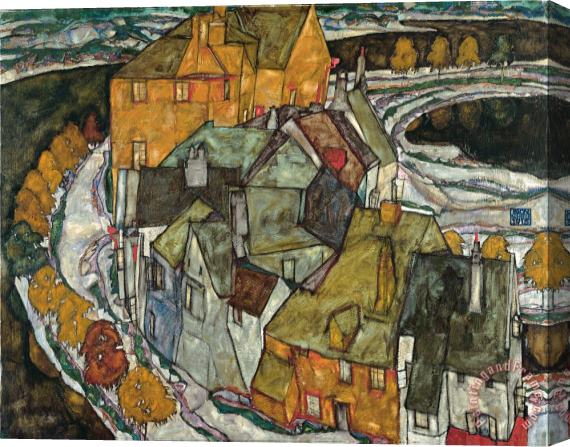 Egon Schiele Crescent of Houses II (island Town) Stretched Canvas Print / Canvas Art