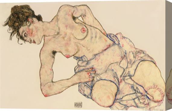 Egon Schiele Kneider weiblicher halbakt Stretched Canvas Print / Canvas Art
