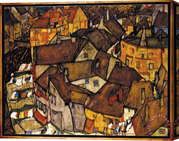Egon Schiele Krumau Crescent of Houses (the Small City V) Stretched Canvas Painting / Canvas Art